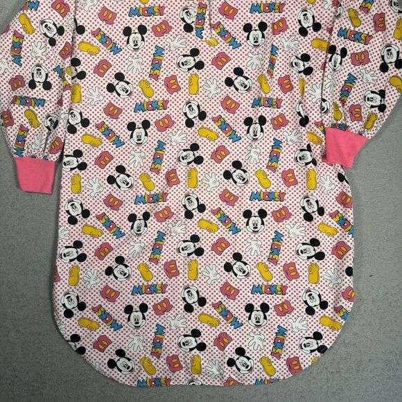 Vintage  80s Mickey Mouse Disney Unlimited Flannel Sleep Gown Shirt Long Sleeve - Picture 2 of 11
